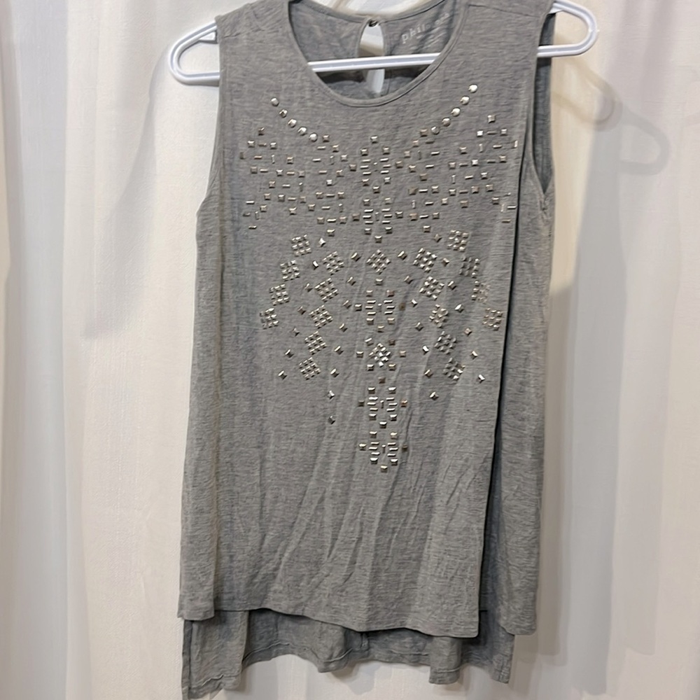 BOGO- 2/$10 Philosophy grey tank top with silver details Size S